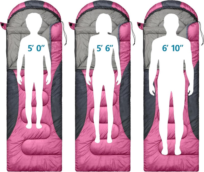 rioyalo 0 Degree Winter Sleeping Bags for Adults Camping (450GSM) - Temp Range (5F–32F) Portable Waterproof Compression Sack- Camping Sleeping Bags for Big and Tall in Env Hoodie: Backpacking Hiking 4 Season - Image 4